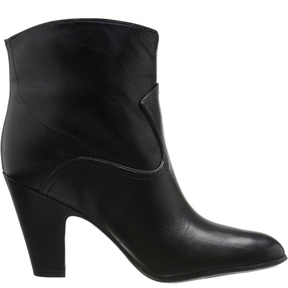 NEW Nine West Quarrel Western Cowboy Black Leather Heeled Ankle Boot - Picture 5 of 8